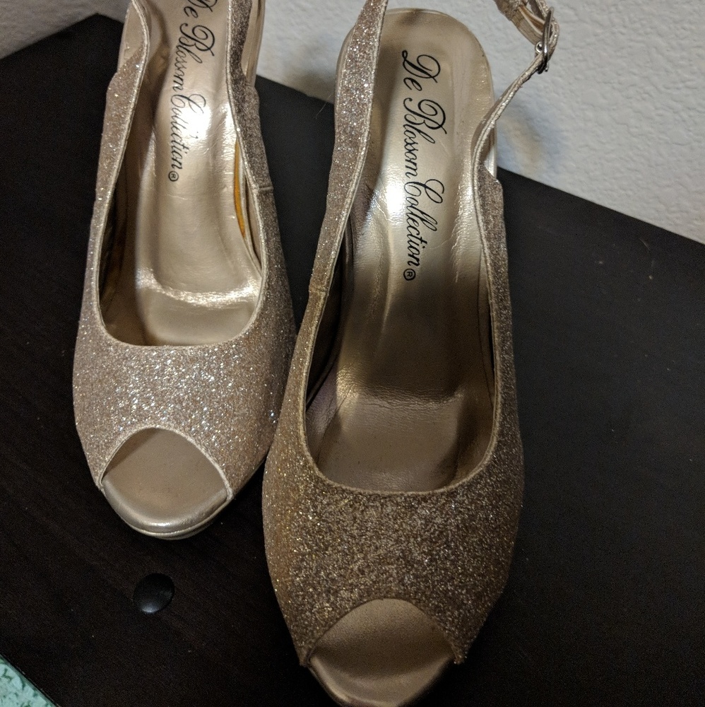 Gold Glitter Heels